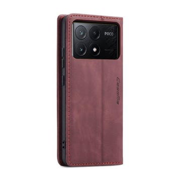 CaseMe book case leer - Xiaomi Poco X6 Pro - rood, Verzenden, Nieuw