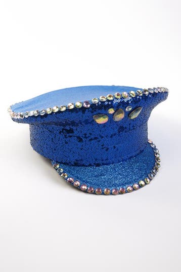 KIMU® Pet Blauwe Kapiteinspet 61 Diamanten Blauw Glitter Gli, Ophalen of Verzenden, Nieuw