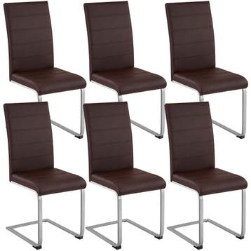 Sledestoelen, kunstleer - bruin, Set van 6, Huis en Inrichting, Stoelen, Verzenden, Nieuw