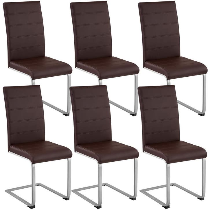 Sledestoelen, kunstleer - bruin, Set van 6, Huis en Inrichting, Stoelen, Verzenden