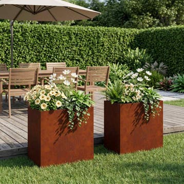 vidaXL Plantenbak 2 st Roestkleurig 50 x 30 x 50 cm weervast, Verzenden, Minder dan 60 cm, Nieuw, Metaal
