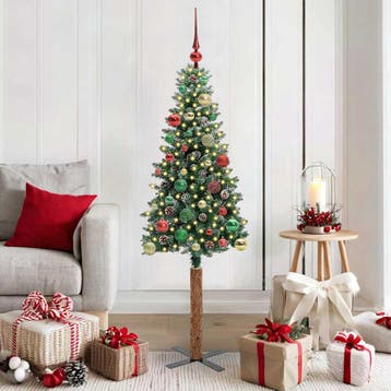 vidaXL Slanke Kerstboom Groen 150 cm PVC en massief, Diversen, Kerst, Verzenden, Nieuw