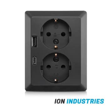 Luxar Wandcontactdoos Half Opbouw 2-Voudig Geaard met USB-A, Verzenden, Nieuw, Overige fittingen