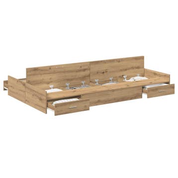vidaXL Opbergbedframe met lade Artisan Eiken 120 x 200 cm, Verzenden, Nieuw, Bruin, Hout