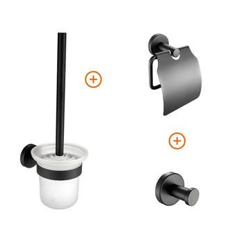 Toilet accessoires set mat zwart rond, Verzenden, Nieuw