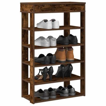 vidaXL Schoenenrek 60x30x98 cm bewerkt hout gerookt, Verzenden, Nieuw