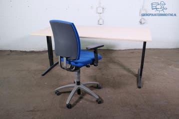 Assenburg bureau licht eiken 180x80 verstelbaar antraciet, Verzenden, Gebruikt