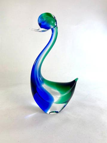 sculptuur, Cigno Verde Blu - 26 cm - Muranoglas - 2026