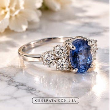 Statement ring - 18 karaat Witgoud - 9.80ct. tw. Saffier -