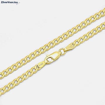 Gold plated 925 zilveren  gourmet ketting  3 mm, Sieraden, Tassen en Uiterlijk, Kettingen, Verzenden, Nieuw, Zilver