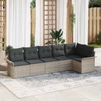 vidaXL Tuin Sofa Set met opslag 6 pcs Lichtgrijs poly rattan, Tuin en Terras, Tuinsets en Loungesets, Verzenden, Nieuw, Rotan