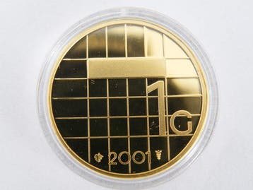 Gouden 1 Gulden Ninaber 2001 (12.5% boven spot), Postzegels en Munten, Verzenden, 1 gulden, Losse munt, Goud