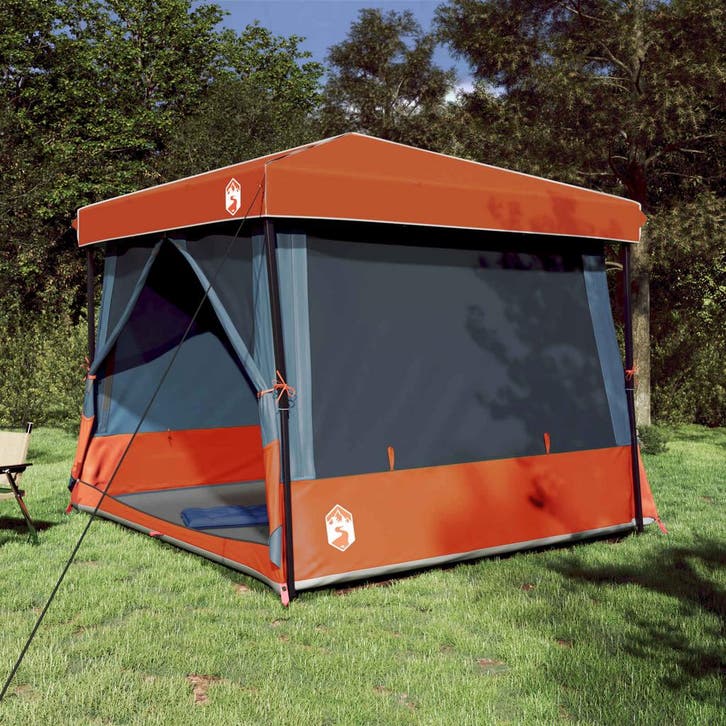vidaXL Camping Tent Set met dak 2 pcs Grijs en Oranje, Caravans en Kamperen, Tenten, Nieuw, Verzenden