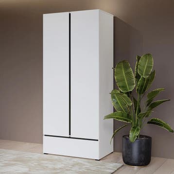 Kledingkast Crotone - Wit - 2-Deurs met Lade, Huis en Inrichting, Kasten | Kledingkasten, Nieuw, Met lade(s)