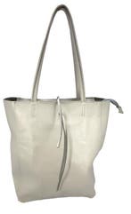 Lichtgrijze Vera Pelle leren shopper, Verzenden, Nieuw