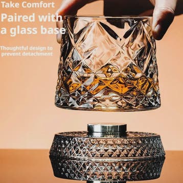 Set van 2 Draaibare Whiskey Glazen met Glazen Voet - Kristal, Antiek en Kunst, Verzenden