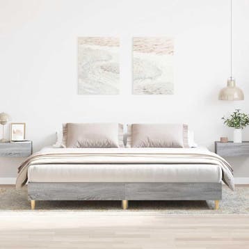 vidaXL Bedframe zonder matras 200x200 cm spaanplaat grijs, Verzenden, Overige maten, 200 cm, Grijs