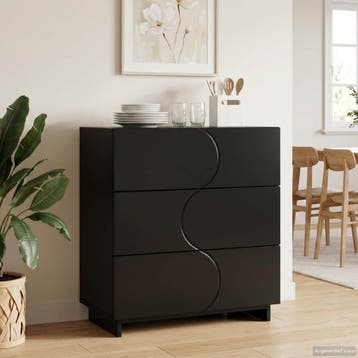 vidaXL Dressoir Zwart 70 x 38 x 75 cm Bewerkt hout, Verzenden, Nieuw, 50 tot 100 cm, 25 tot 50 cm