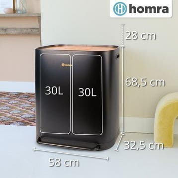 2dekans | Homra Rockx Prullenbak 60 Liter - Duo Pedaalemmer, Ophalen of Verzenden, Zo goed als nieuw