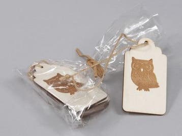 Houten Labels 5 x 8 cm met Uil 6 stuks, Huis en Inrichting, Ophalen of Verzenden, Nieuw