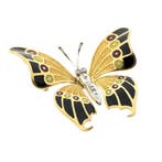 Bicolor gouden broche/hanger van een vlinder met emaille..., Ophalen of Verzenden, Gebruikt, Goud, Overige merken