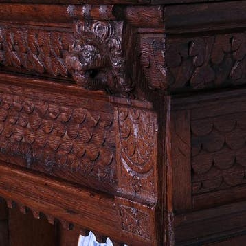 Wandkastje of wandrek met renaissance steekwerk 17e eeuw en, Ophalen of Verzenden
