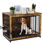 Houten Hondenbench Meubel – Met Voerbak en RVS Kommen, Dieren en Toebehoren, Verzenden, Nieuw