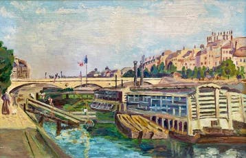 Franse school (XX) - Vue animée de la Seine à Paris