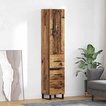 vidaXL Highboard Oud Hout 34,5 x 34 x 180 cm Bewerkt hout, Minder dan 50 cm, Verzenden, Nieuw, Minder dan 100 cm