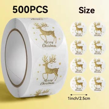 Sluitstickers kerstetiketten merry christmas wit & goud, Ophalen of Verzenden, Nieuw