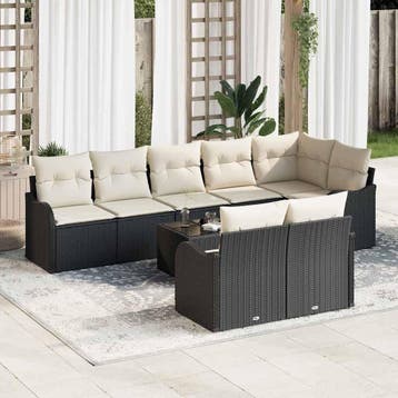 vidaXL Tuin Sofa Set Zwart poly rattan, Verzenden, Nieuw, Rotan, 8 zitplaatsen