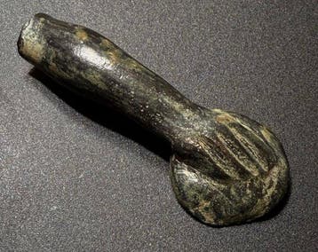 Oud-Romeins Brons Zeer zeldzame hand die een priesterkom, Antiek en Kunst