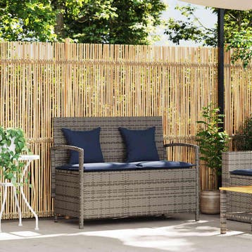 vidaXL Tuinbank met kussen poly rattan grijs, Verzenden, Nieuw