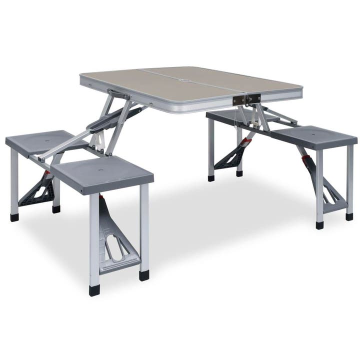 vidaXL Campingtafel inklapbaar met 4 zitjes staal en, Caravans en Kamperen, Kampeermeubelen, Nieuw, Verzenden