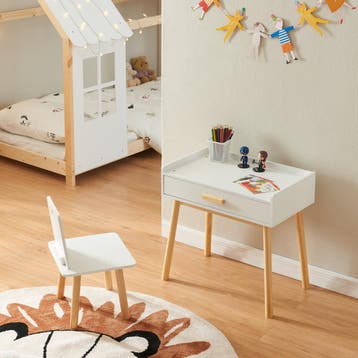 Kindertafel met kinderstoel Skjervøy naturel en wit [en.casa, Verzenden, Nieuw