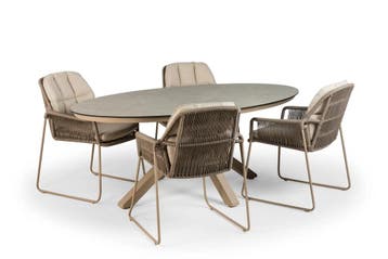 Tierra Outdoor Rivera 5-delige tuinset champagne met Oblong, Ophalen of Verzenden, Nieuw