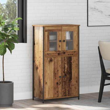 vidaXL Highboard Oud Hout 62 x 32 x 106,5 cm Bewerkt hout, Minder dan 50 cm, Verzenden, 100 tot 150 cm, Nieuw