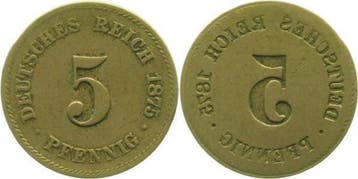 Duitsland 5 Pfennig 1875 Ws: Incus o Muenzzeichen ss/vz, Verzenden