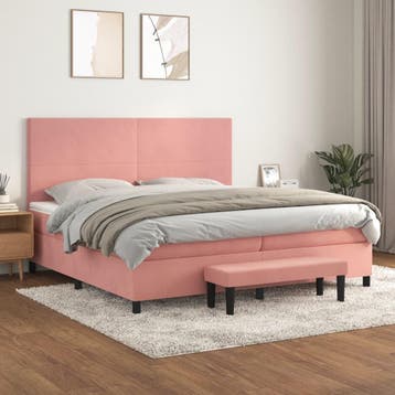 vidaXL Boxspring met matras fluweel roze 200x200 cm, Verzenden, Overige maten, 200 cm, Stof