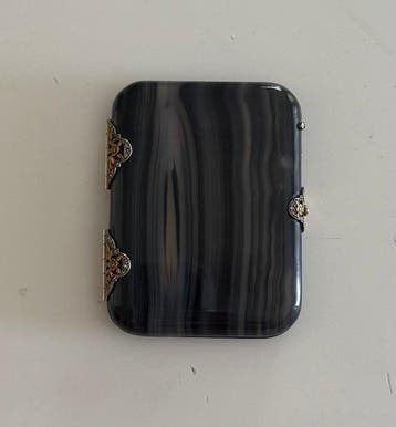 Sigarettendoos - Agaat, Goud, diamanten - bandagaat, Nieuw