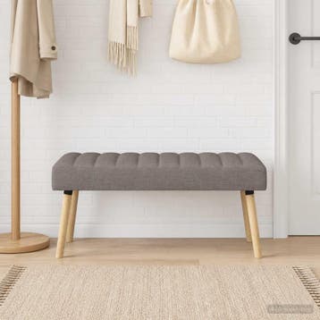 vidaXL Kanaal-geplooide bank Taupe 110 x 40 x 46 cm Stof, Huis en Inrichting, Verzenden, Nieuw, Stof