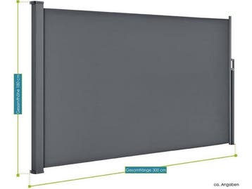Windscherm - Uittrekbaar - 300 x 180 cm - Donkergrijs, Verzenden, Nieuw