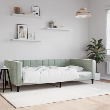 vidaXL Slaapbank 100x190 cm fluweel lichtgrijs, 100 cm, Eenpersoons, Verzenden, Nieuw