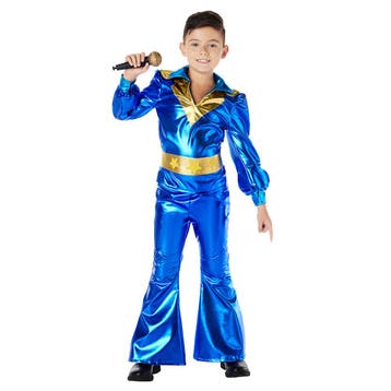 Kostuum Dancing King Kind Blauw, Ophalen of Verzenden, Nieuw