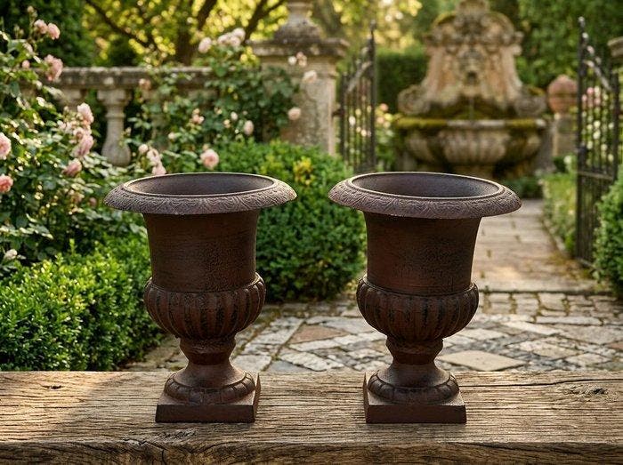 Bloempot (2) - Gietijzer - Franse vaas, Antiek en Kunst, Kunst | Designobjecten