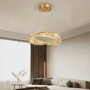 Gouden Kristallen Plafondlamp - Moderne LED Hanglamp voor Wo, Verzenden, Nieuw