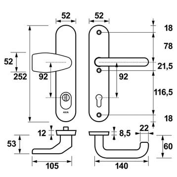 AXA Oval Plus veiligheidsbeslag voordeur Wing knop/U-kruk, Verzenden, Nieuw