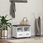 vidaXL Halbank Wit 60 x 38 x 46 cm Bewerkt hout en stof, Verzenden, Nieuw