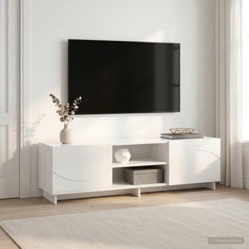 vidaXL TV-standaard 140 x 34,5 x 40 cm Hoogglans Wit Bewerkt, Huis en Inrichting, Kasten | Televisiemeubels, 100 tot 150 cm, Verzenden