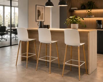 Steelcase Cavatina barkruk, 4-poot, eiken-wit, Huis en Inrichting, Ophalen of Verzenden, Gebruikt, Wit